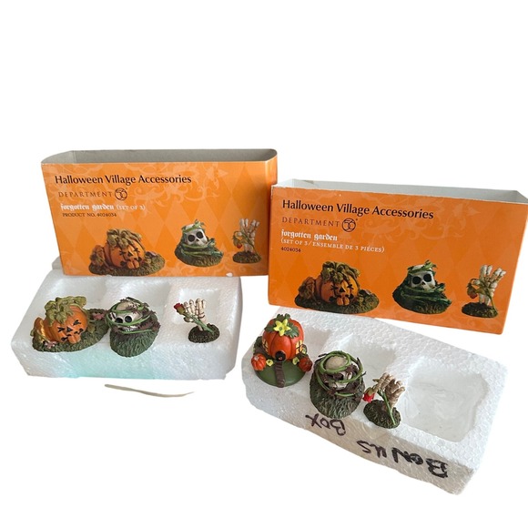 Department 56 Halloween Village Accessories Forgotten Garden Set of 3 PLUS BONUS - Picture 1 of 7